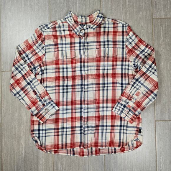 The North Face Flannel Shirt White Red Blue Plaid Pockets Cotton Men’s XXLARGE - Picture 2 of 8